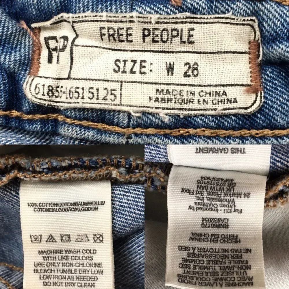 FREE PEOPLE Denim Shorts Distressed Rolled Hem 26 - Picture 5 of 5